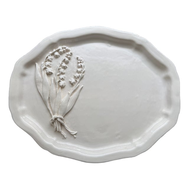 Liz Marsh Lily of the Valley Handmade Decorative Wall Platter For Sale