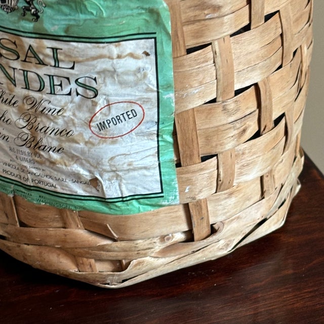 Wood Vintage Wicker-Wrapped Demijohn Bottle, Portugal For Sale - Image 7 of 11