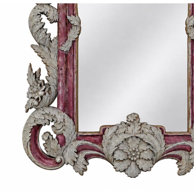 Rococo Vintage Rococo Style Silver-Plated Plum Red Framed Wall Mirror. For Sale - Image 3 of 12