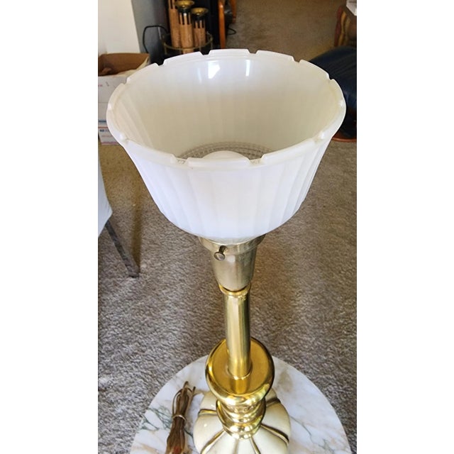Mid-Century Modern Mid-Century Modern Rembrandt Hollywood Regency Tall Table Torchiere Brass and Painted Brass Lamp, 1950s-60s For Sale - Image 3 of 6