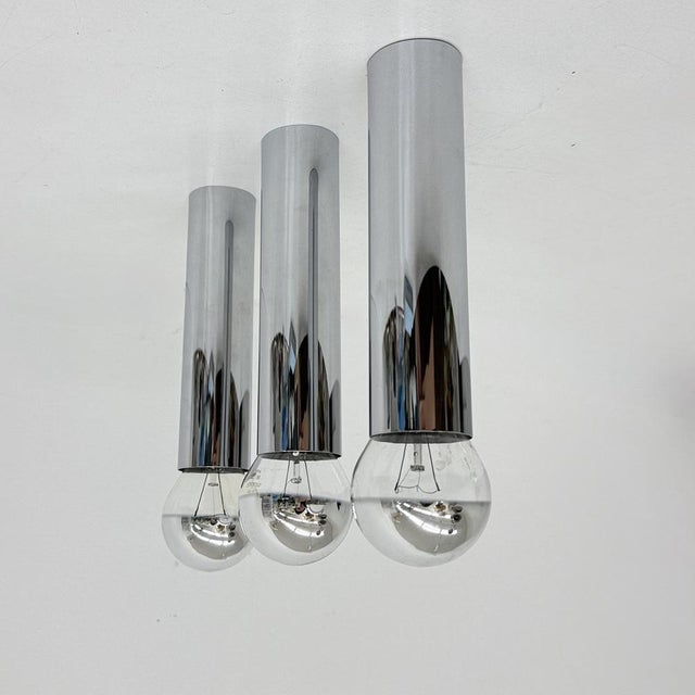 Metal Minimalist Chrome Tube Wall Lamps, 1970s, Set of 3 For Sale - Image 7 of 18