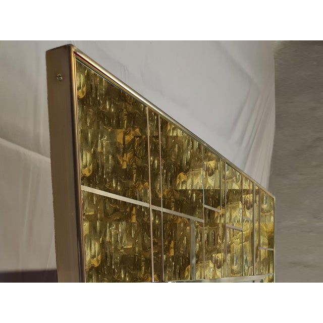 Black Murano Glass and Brass Wall Mirror with Square Geometric Trim from Justfurnituress SRL For Sale - Image 4 of 5