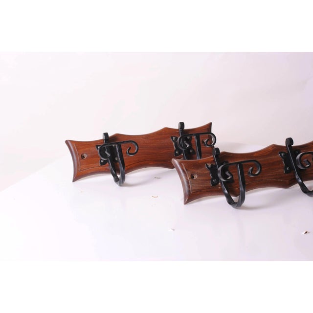 Wooden and Wrought Iron Coat Racks, 1960s, Set of 2 For Sale - Image 6 of 9