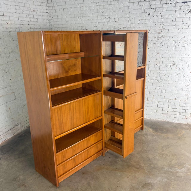 Mid to Late 20th Century Scandinavian Modern Teak 3 Piece Display Cabinet or Storage Unit Lighted For Sale - Image 9 of 18