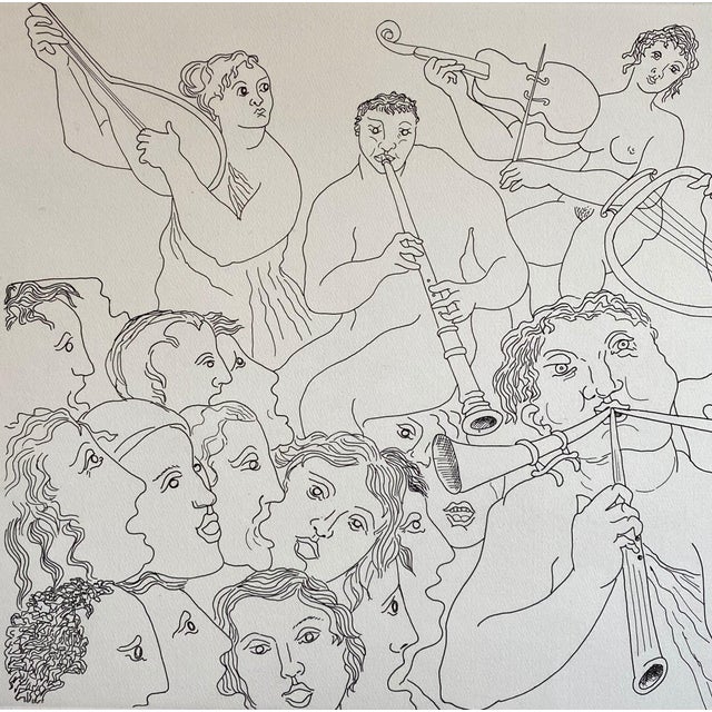 Surrealism Enrico Baj, Italian Surrealist Aquatint Etching Enrico Baj Pop Art Nude Mod Cherubs Angels, c.1980's For Sale - Image 3 of 8