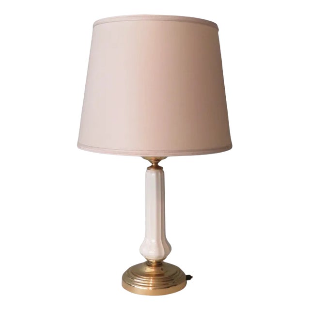 Table Lamp in Ceramic and Brass, Belgium, 1970s For Sale