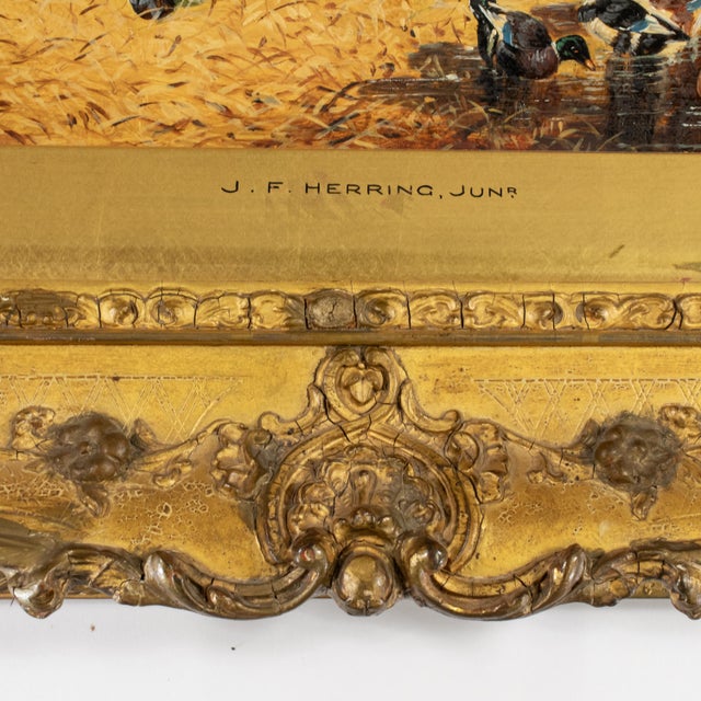 John Frederick Herring Jr. (British, 1815–1907), “Farmyard With Horses, Ducks and Roosters,” Oil on Canvas For Sale In Chicago - Image 6 of 18