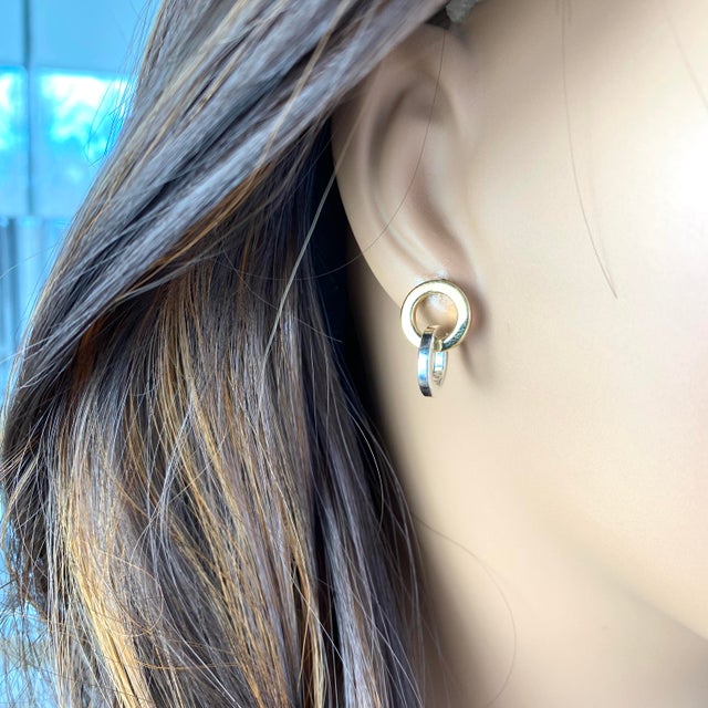 Tiffany Co Double 18 Karat Yellow Gold and Silver Circle