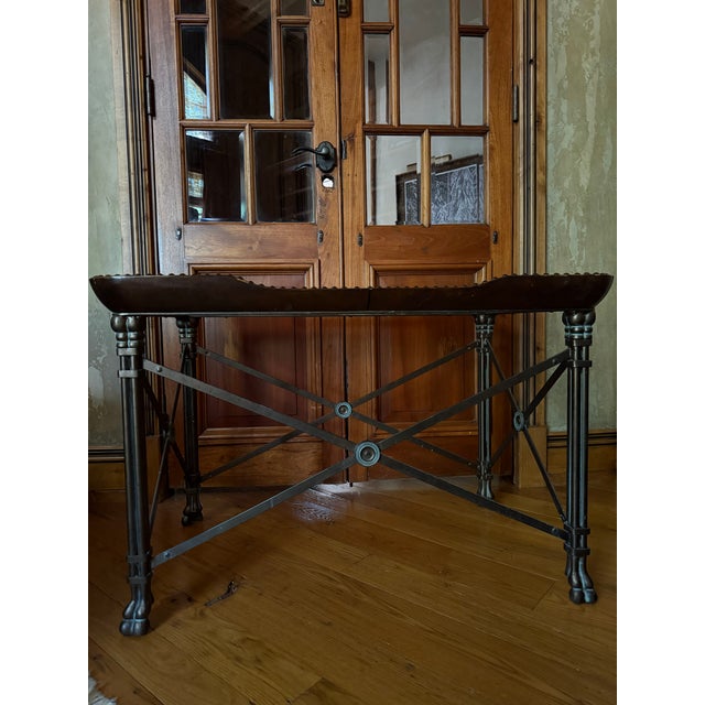 Maitland Smith Style Leather and Nailhead Coffee Table For Sale - Image 4 of 5