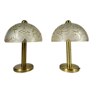Vintage Table Lamps in Glass and Brass by Peill & Putzler, 1970s, Set of 2 For Sale
