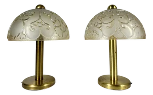 Vintage Table Lamps in Glass and Brass by Peill & Putzler, 1970s, Set of 2