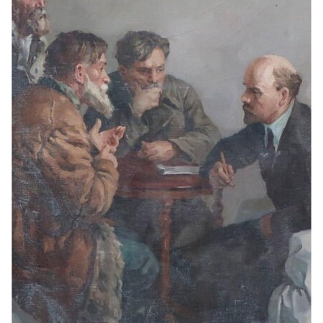 Vladimir Lenin Portrait, Original Soviet Socialist Realism Oil Painting 126-119 For Sale - Image 4 of 6