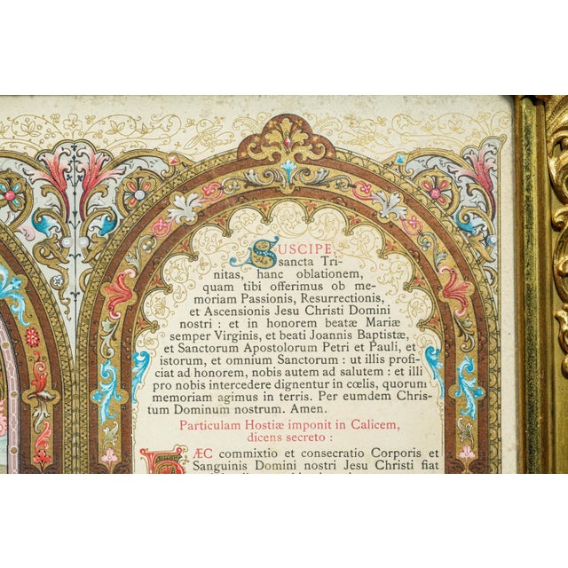 Brass Monumental Antique French Catholic Christianity Tridentine Latin Mass Brass Framed Altar Card For Sale - Image 8 of 16