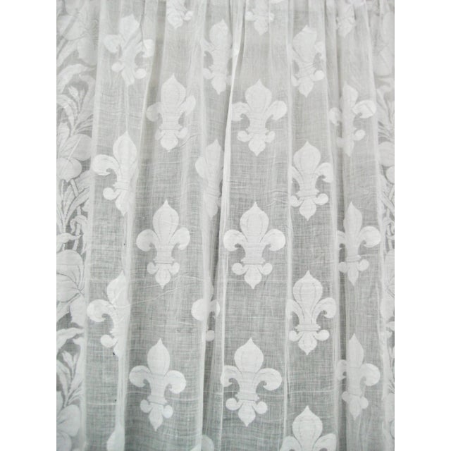 Textile French Royal Fleur De Lys Curtain -Sheer Mid 18 Hundreds For Sale - Image 7 of 14