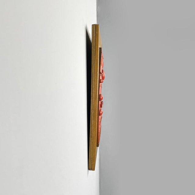 1970s After Carlos Carlè, Argentine Modern Sculpture Painting, 1974, Red Ceramic & Gilt Wood For Sale - Image 5 of 18