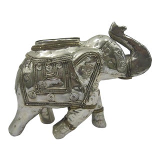 Boho India Silver Elephant Figure For Sale