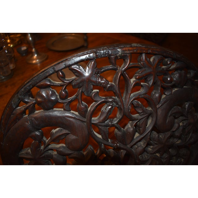 19th Century Set of Four Anglo Indian Rosewood Carved Side Chairs For Sale - Image 9 of 13