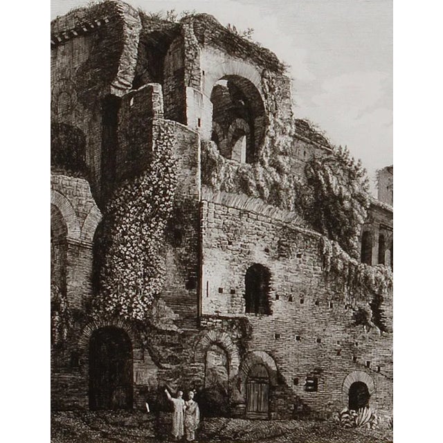 Ruins of the Roman Baths of Belisarius: A 19th C. Etching by Luigi Rossini , 1822 For Sale - Image 4 of 5