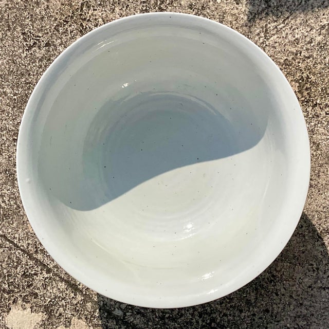White Boho Monumental Glazed Ceramic Centerpiece Bowl For Sale - Image 8 of 8