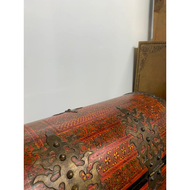 Orange Large 19th Century Anglo Indian Malabar Treasure Chest With Brass Fittings For Sale - Image 8 of 11