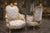 Gold 1970 French Louis XVI Gold Beech Damask Bergères - Pair For Sale - Image 8 of 14