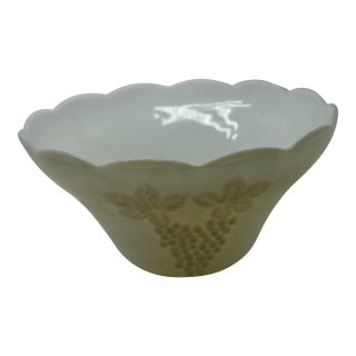 Mid-Century Large Scalloped "Harvest Grape" Milk Glass Master Bowl – Indiana Glass Co. For Sale