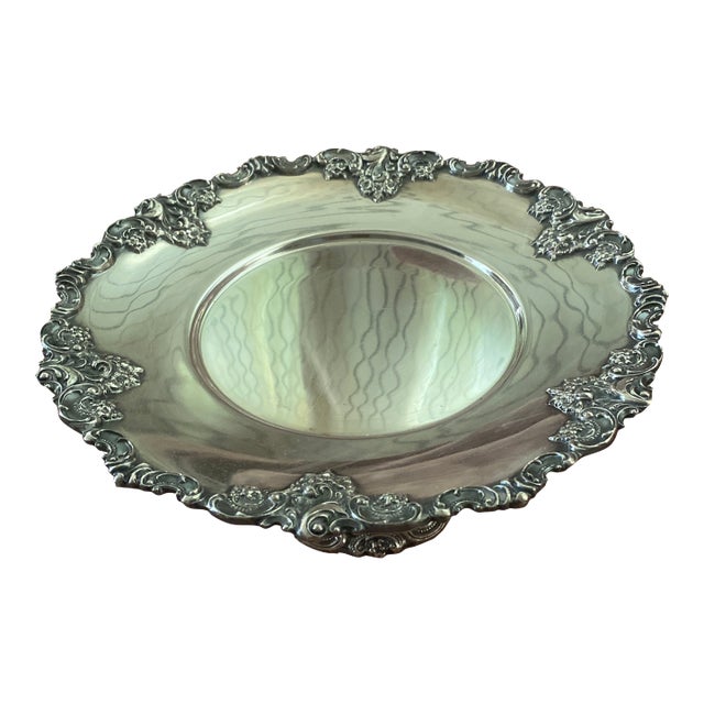 Vintage Baroque by Wallace Silverplated Pedestal Cake Stand For Sale