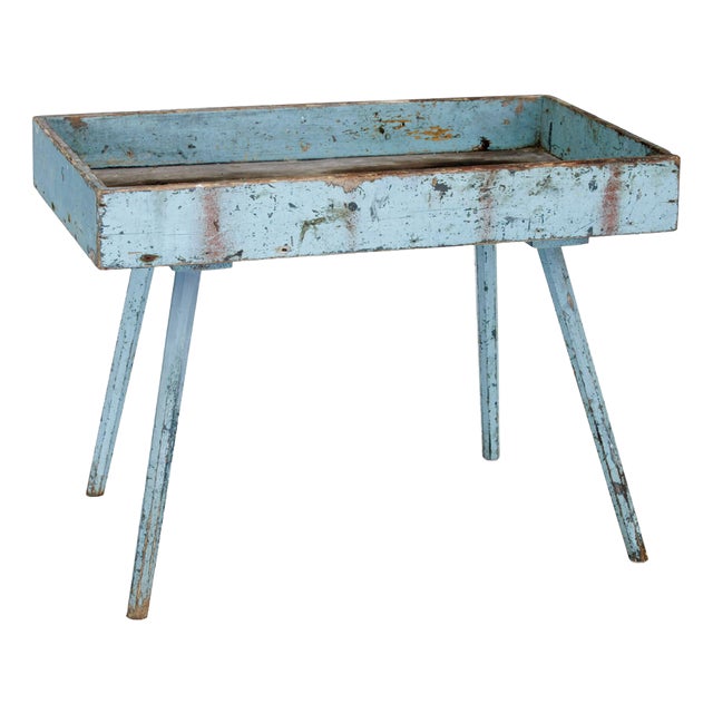 Antique Swedish Painted Pine Garden Room Tray Table For Sale