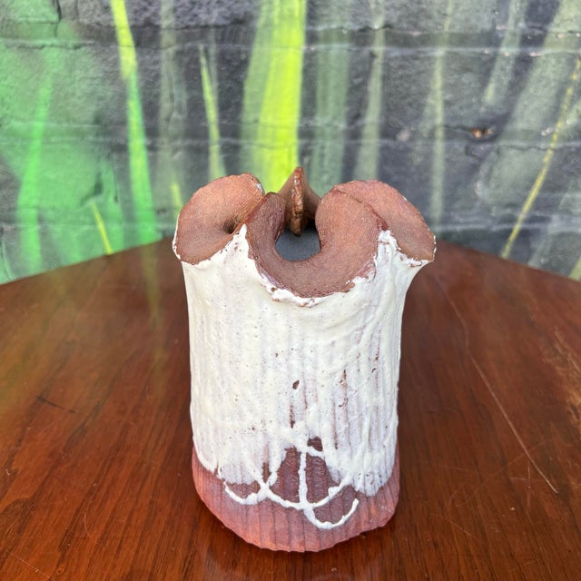 Signed Glazed Stoneware Vessel Vase For Sale - Image 9 of 9
