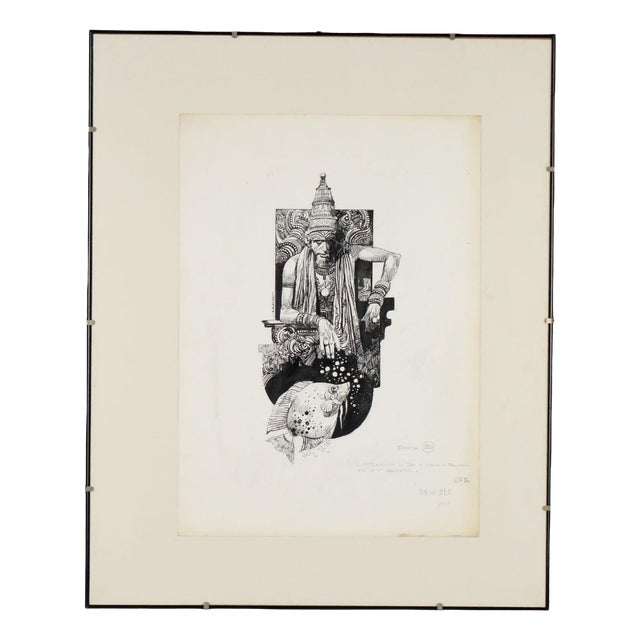 Sergio Toppi, Figurative Composition, Mixed Media on Paper For Sale