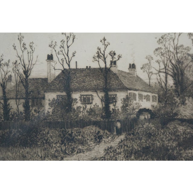 Antique Clough Bromley Signed Old Manor Estate House Etching 16" For Sale - Image 6 of 11