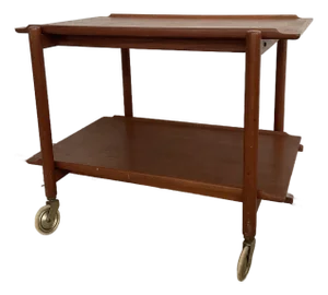 Mid 20th Century Poul Hundevad for Domus Danish Teak Expanding Serving Bar Cart, Attributed
