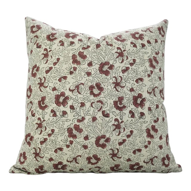 Fabdivine Artistic Cushion Cover 18x18 Inch Floral Prints on Soft Linen- Saundrya For Sale
