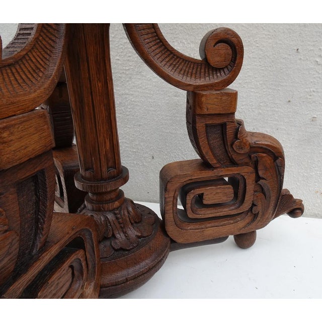 Renaissance Revival Carved Ringed Lion Head Plant Stand Display, 1940s For Sale - Image 10 of 17