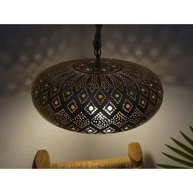 21st Century Moroccan Treya of Engraved Copper Pendant For Sale - Image 10 of 10