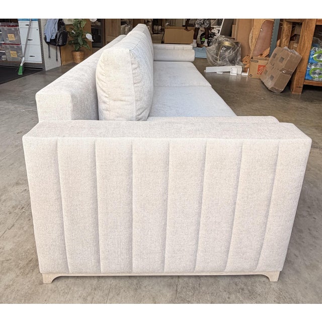 Contemporary Adriana Hoyos Beige Sofa With Wood Base For Sale - Image 3 of 7