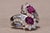 Gold The East Lake Drive: Natural Double Ruby Bypass Ring with Diamonds For Sale - Image 8 of 11