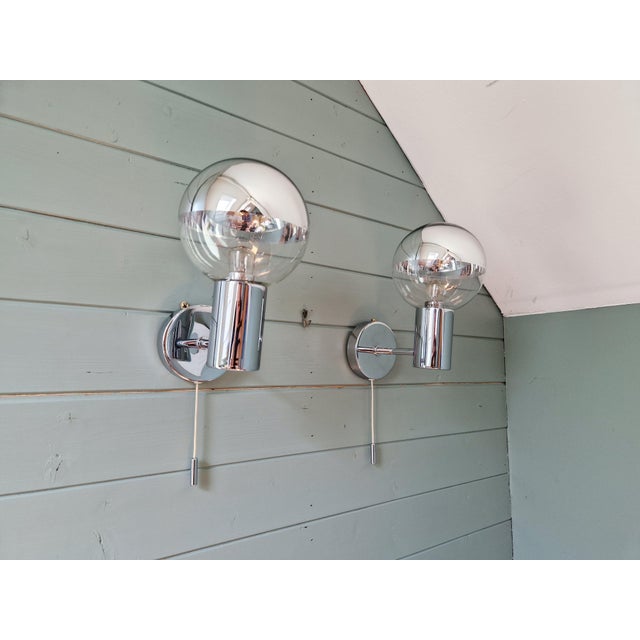 Space Age Wall Sconces in Chromed Metal by Motoko Ishii for Staff Leuchten, 1970, Set of 2 For Sale - Image 9 of 17