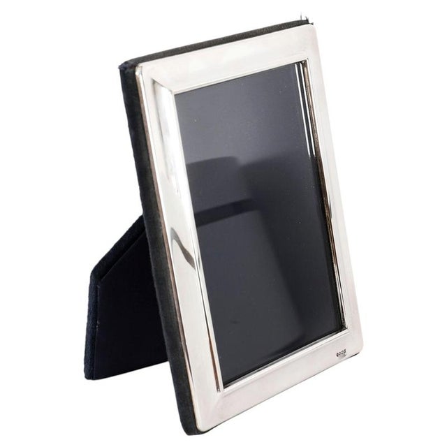 Blue Vintage Sterling Silver Rectangular Portrait Photo Frame attributed to Carrs, 1990s For Sale - Image 8 of 8