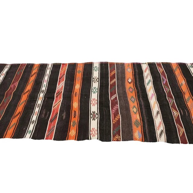 Mid 20th Century Embroidered Vintage Kilim Runner For Sale - Image 4 of 7