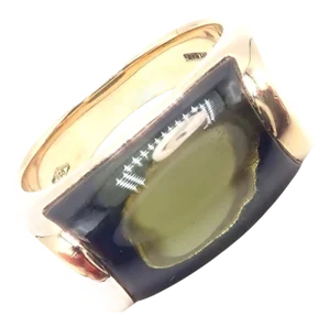 Bulgari Tronchetto Yellow Gold Large Green Tourmaline Ring, Size 5.5