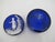 Glass Mary Gregory Cobalt Blue Glass Enamel Painted Girl With Flower Round Trinket Box For Sale - Image 7 of 14
