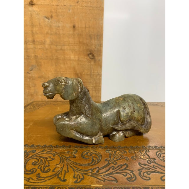 Late 19th Century 19th Century Chinese Recumbent Soapstone Horse Carving Figurine For Sale - Image 5 of 5