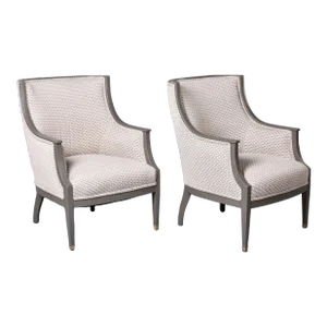Early 20th Century Swedish Chairs With Painted Frames and New Upholstery - Pair