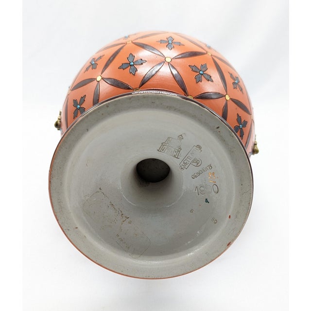 1900s Art Nouveau Mettlach Pottery Vase With Handles For Sale In Wichita - Image 6 of 7