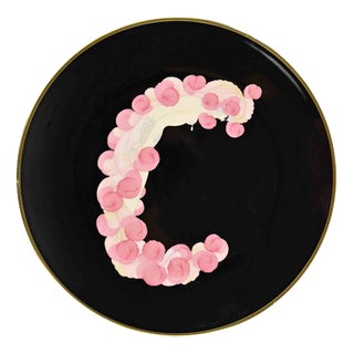 Italian C Plate The Alphabet in Ceramic by Erté, 1986 For Sale