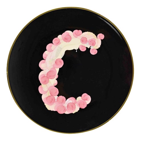 Italian C Plate The Alphabet in Ceramic by Erté, 1986 For Sale