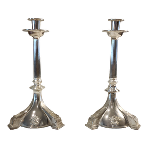 Circa 1950s Vintage Silver Plated Candlestick Holders- Set of 2