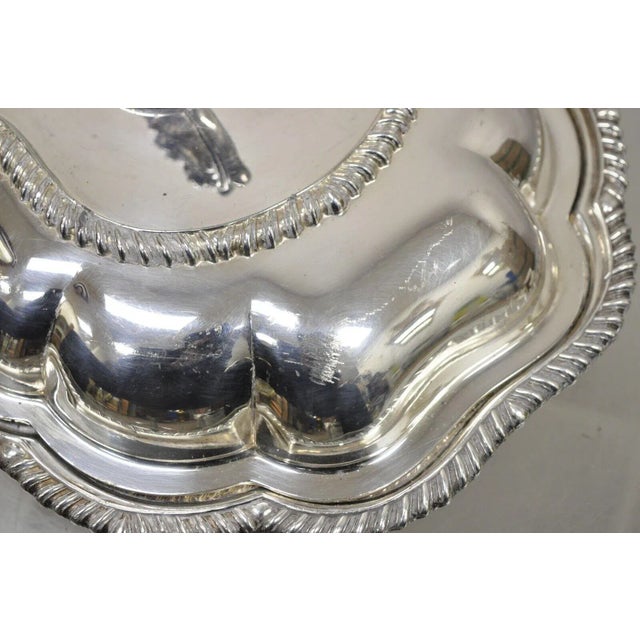 Silver Vintage Regency Style Silver Plated Covered Vegetable Dish Serving Platter For Sale - Image 8 of 13