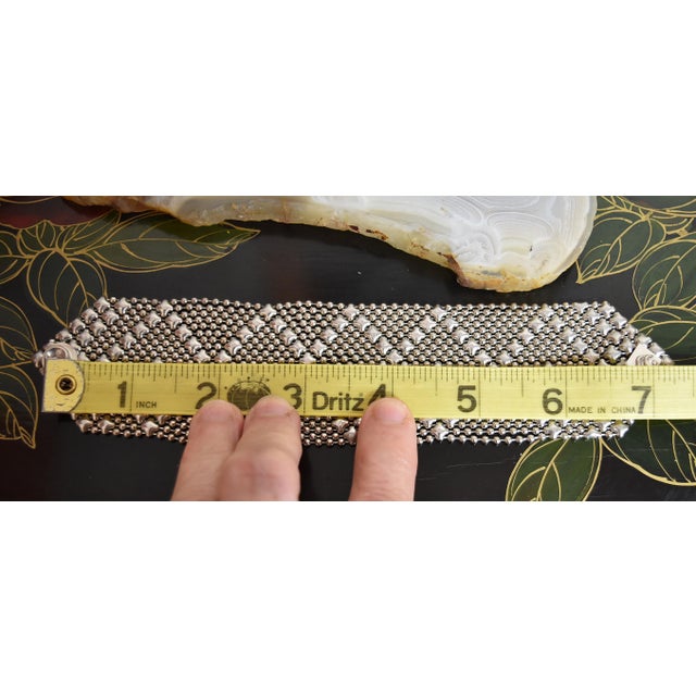 Late 20th Century SG Liquid Metal Silver by Sergio Gutierrez Classic Mesh Wide Bracelet For Sale - Image 14 of 15